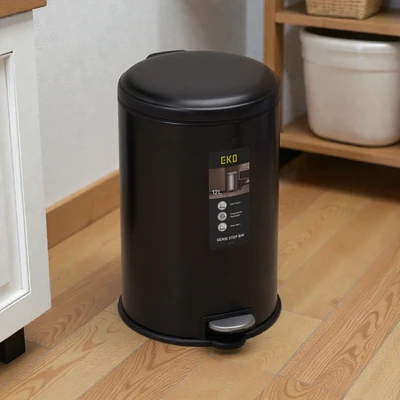 Gambar Eko Genie Tempat Sampah Pedal Stainless Steel 12 Liter - Hitam