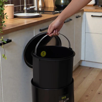 Gambar Eko Genie Tempat Sampah Pedal Stainless Steel 12 Liter - Hitam