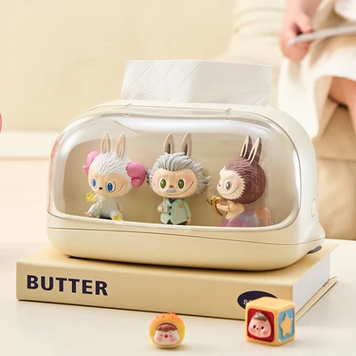 Gambar Stora Kotak Tisu Dengan Display Action Figure - Krem Ivory