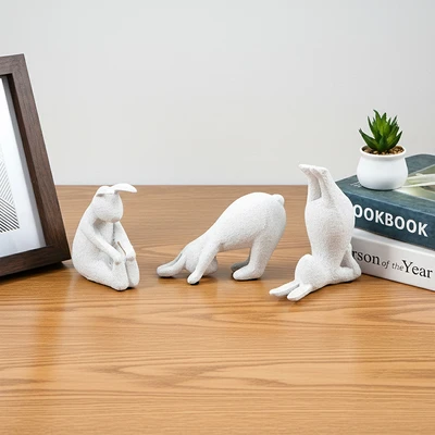 Gambar Informa Patung Miniatur Dekorasi Rabbit Set 3 pcs V2 - Putih