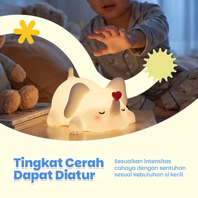 Gambar Informa Lampu Tidur Rechargeable Elephant 13.5x12.5x8 cm - Putih