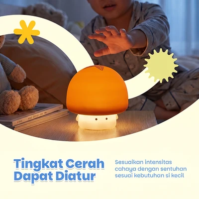 Gambar Informa Lampu Tidur Rechargeable Fungo 11x11x12 cm - Cokelat