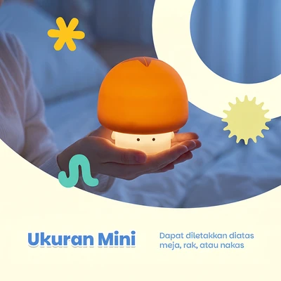Gambar Informa Lampu Tidur Rechargeable Fungo 11x11x12 cm - Cokelat