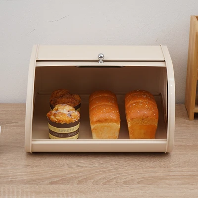 Gambar Culinart Giana Tempat Roti Besi Dengan Tutup Geser 30.5x26.5x17.5 cm - Krem