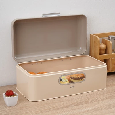 Gambar Culinart Levina Tempat Roti Besi Dengan Tutup Rectangle 42.5x23.16.3 cm - Krem