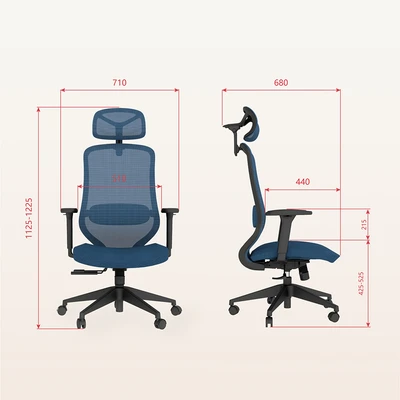Gambar Sieben Koda Kursi Kantor Sandaran Tinggi - Biru