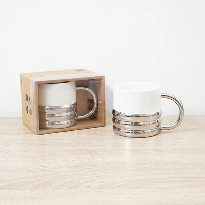 Gambar Appetite Arion Mug Porcelain Dengan Handle Silver Plated 320 ml - Putih