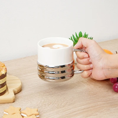 Gambar Appetite Arion Mug Porcelain Dengan Handle Silver Plated 320 ml - Putih