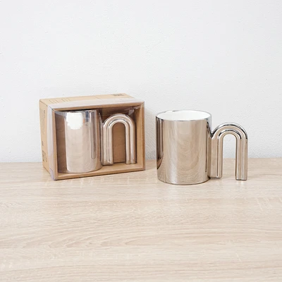 Gambar Appetite Arion Mug Porcelain Dengan Handle Silver Plated 380 ml - Silver