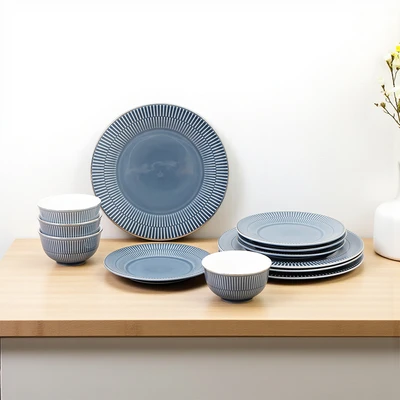 Gambar Appetite Hera Perlengkapan Makan Porcelain Set 12 pcs - Biru Navy