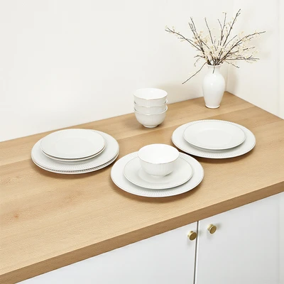 Gambar Appetite Hera Perlengkapan Makan Porcelain Set 12 pcs - Krem Beige