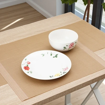 Gambar Appetite Tatakan Piring & Table Runner Woven Square Set 5 pcs - Cokelat