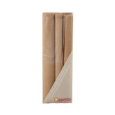 Gambar Appetite Tatakan Piring & Table Runner Woven Square Set 5 pcs - Cokelat