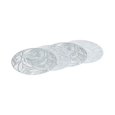 Gambar Appetite Lacer Tatakan Piring Round Leaf 38x38 cm Set 4 pcs - Silver