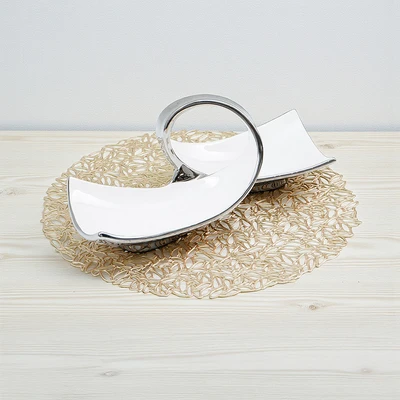 Gambar Appetite Lacer Tatakan Piring Round Leaf 38x28 cm Set 4 pcs - Gold