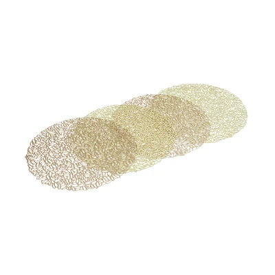 Gambar Appetite Lacer Tatakan Piring Round Leaf 38x28 cm Set 4 pcs - Gold