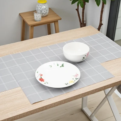 Gambar Appetite Tatakan Piring & Table Runner Woven Square 45x30 cm Set 5 pcs - Abu-Abu