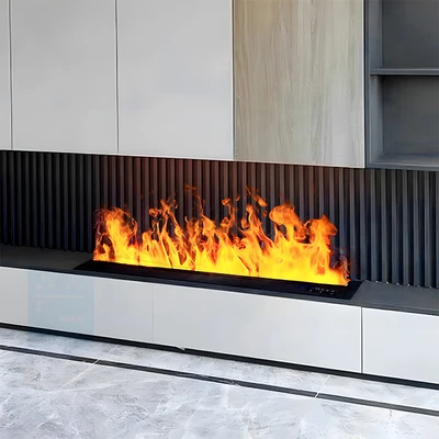 Gambar Breathe Smartset Electric Fireplace 3D Vapor Aluminium & Stainless Steel 100x24x18 cm - Hitam