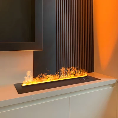 Gambar Breathe Smartset Electric Fireplace 3D Vapor Aluminium & Stainless Steel 150x24x18 cm - Hitam