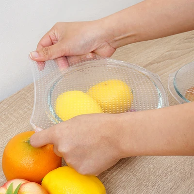 Gambar Picas Tutup Silikon Wadah Makanan Square Set 3 pcs Transparan