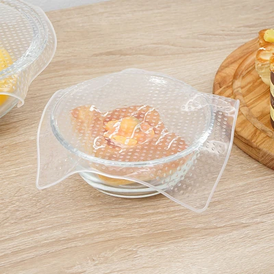 Gambar Picas Tutup Silikon Wadah Makanan Square Set 3 pcs Transparan