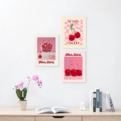 Gambar Informa Hiasan Dinding Kanvas Print Cherry 30x40 cm Set 3 Pcs - Mix