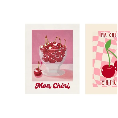 Gambar Informa Hiasan Dinding Kanvas Print Cherry 30x40 cm Set 3 Pcs - Mix