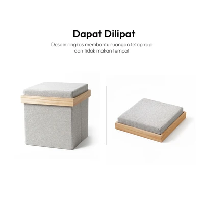 Gambar Informa Prim Bangku Ottoman Lipat - Krem Beige
