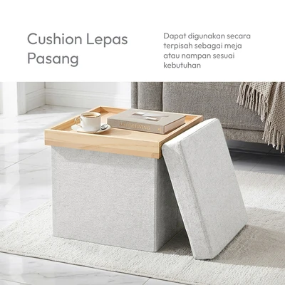 Gambar Informa Prim Bangku Ottoman Lipat - Krem Beige