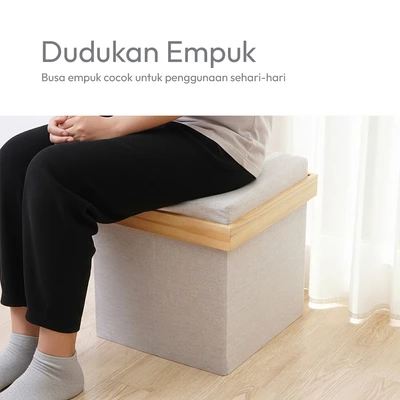 Gambar Informa Prim Bangku Ottoman Lipat - Krem Beige