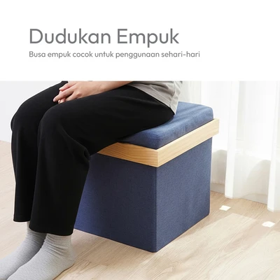 Gambar Informa Prim Bangku Ottoman Lipat - Biru Tua