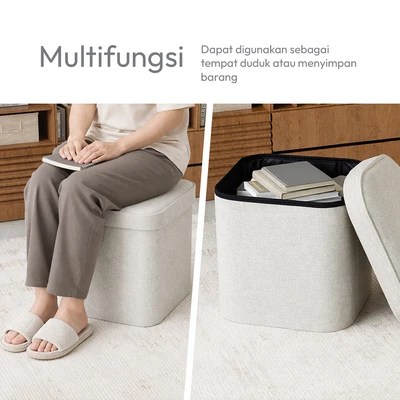 Gambar Informa Pouf Bangku Ottoman Lipat - Krem Beige