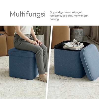 Gambar Informa Pouf Bangku Ottoman Lipat - Biru Denim