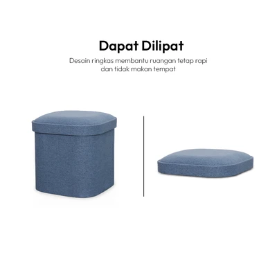 Gambar Informa Pouf Bangku Ottoman Lipat - Biru Denim
