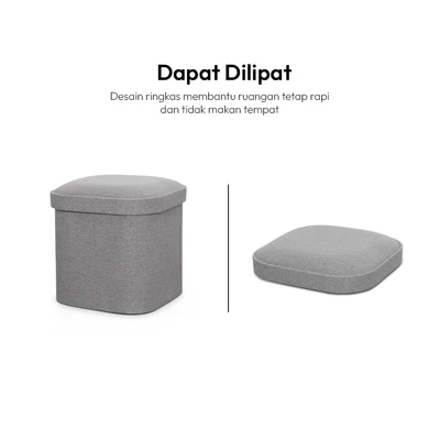 Gambar Informa Pouf Bangku Ottoman Lipat - Abu-Abu