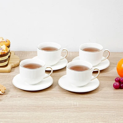 Gambar Appetite Hera Mug Porcelain Dengan Saucer 250 ml Set 4 pcs - Putih