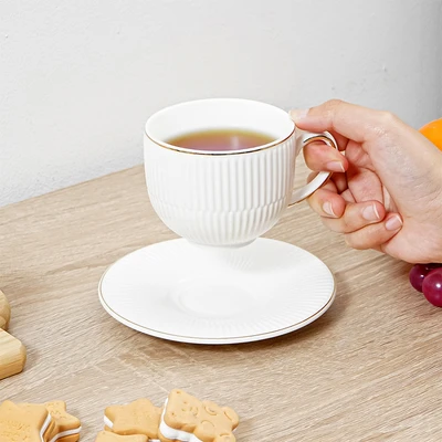 Gambar Appetite Hera Mug Porcelain Dengan Saucer 250 ml Set 4 pcs - Putih