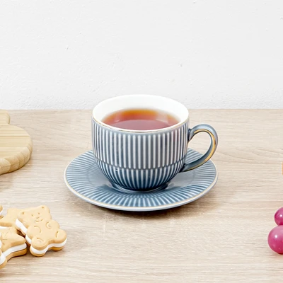 Gambar Appetite Hera Mug Porcelain Dengan Saucer 250 ml Set 4 pcs - Biru Navy