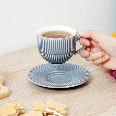 Gambar Appetite Hera Mug Porcelain Dengan Saucer 250 ml Set 4 pcs - Biru Navy