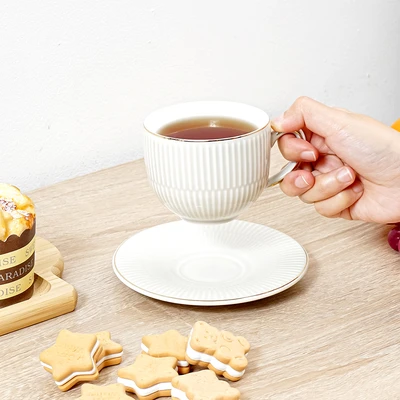 Gambar Appetite Hera Mug Porcelain Dengan Saucer 250 ml Set 4 pcs - Krem Beige