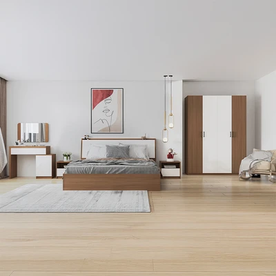 Gambar Informa 160x200 cm Kenzie Set Kamar Tidur - Cokelat Walnut