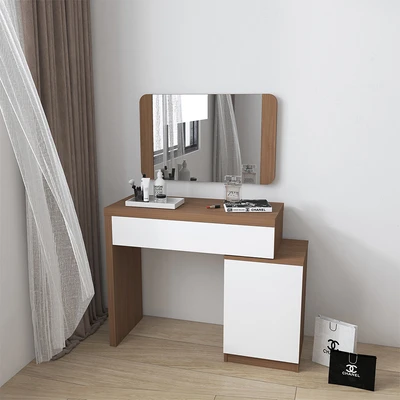 Gambar Informa Kenzie Meja Rias Dengan Cermin - Cokelat Walnut