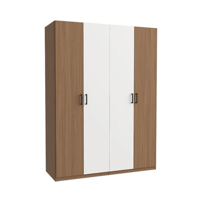 Gambar Informa Kenzie Lemari Pakaian 4 Pintu - Cokelat Walnut/Putih