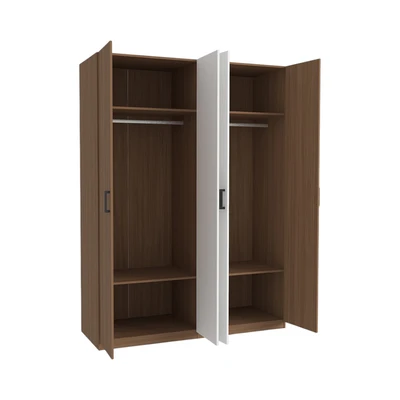 Gambar Informa Kenzie Lemari Pakaian 4 Pintu - Cokelat Walnut/Putih