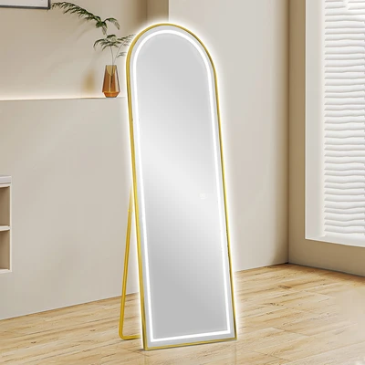 Gambar Informa Cermin Lantai LED 3 Color Aluminium 40x4x150 cm - Gold