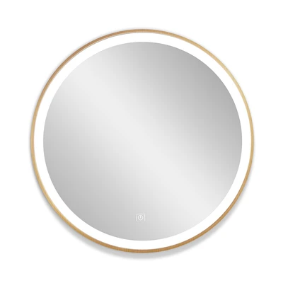 Gambar Informa Cermin Dinding Dekorasi LED Aluminium Round 60x60 cm - Cokelat Natural