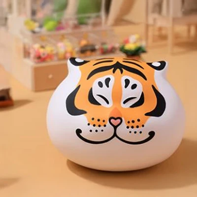 Gambar Kiddy Fun Squishy Fat Tiger Big Head Slow Rebound - Putih