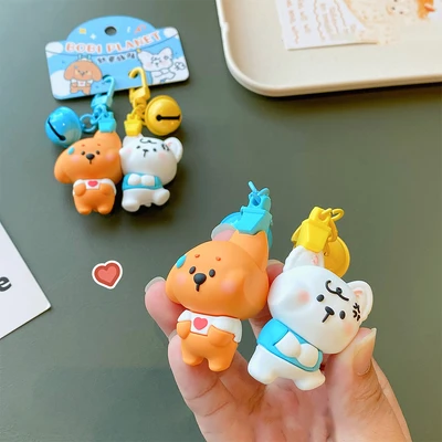 Gambar Kiddy Fun Set 2 Pcs Gantungan Kunci Poppy Planet Baby Paris - Putih/cokelat