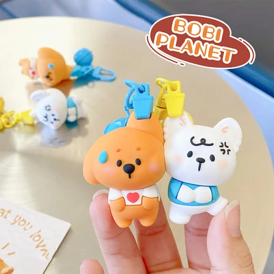 Gambar Kiddy Fun Set 2 Pcs Gantungan Kunci Poppy Planet Baby Paris - Putih/cokelat