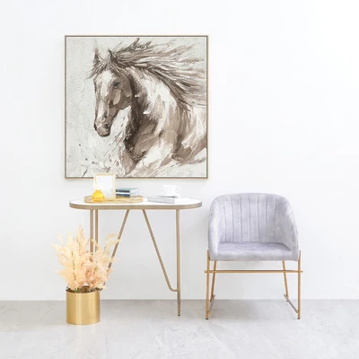 Gambar Informa Lukisan Kanvas Handmade & Print Horse 100x100 cm - Mix